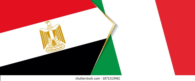 Egypt and Italy flags, two vector flags symbol of relationship or confrontation.