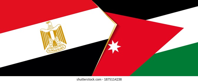 Banderas de Egipto y Jordania, dos banderas vectoriales símbolo de relación o confrontación.