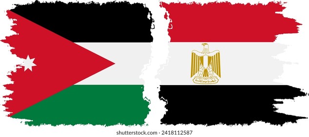 Egypt and Jordan grunge flags connection, vector