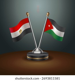 ÄGYPTEN und Jordanien Tabellenflags Beziehung mit Farbverlauf-Hintergrund. Vektorgrafik