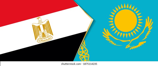 Banderas de Egipto y Kazajistán, dos banderas vectoriales símbolo de relación o confrontación.