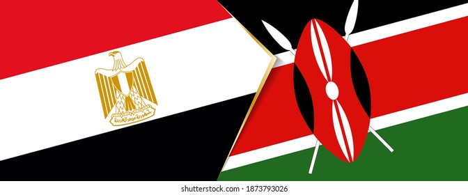 Egypt and Kenya flags, two vector flags symbol of relationship or confrontation.