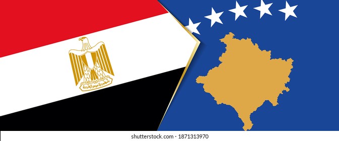 Banderas de Egipto y Kosovo, dos banderas vectoriales símbolo de relación o enfrentamiento.