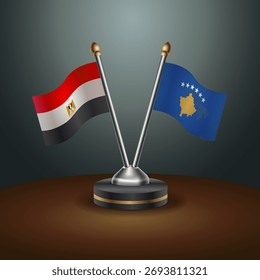EGYPT and Kosovo table flags relation  with gradient backgrund. Vector Illustration