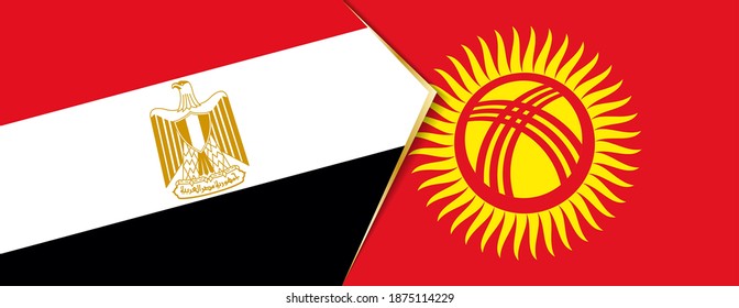 Banderas de Egipto y Kirguistán, dos banderas vectoriales símbolo de relación o confrontación.