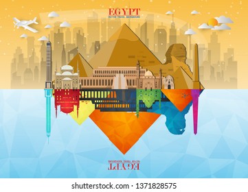 Egypt Landmark Global Travel And Journey paper background. Vector Design Template.used for your advertisement, book, banner, template, travel business or presentation.
