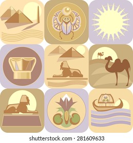 Egypt, landmarks, egypt elements vector icons egypt 