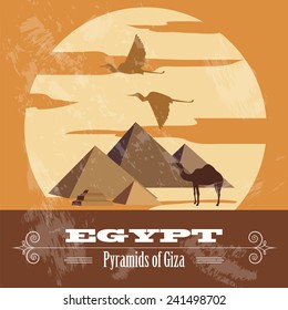 Egypt  landmarks. Retro styled image. Vector illustration