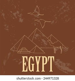 Egypt  landmarks. Retro styled image. Vector illustration