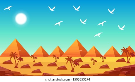 Egypt landscape background with piramids Vector