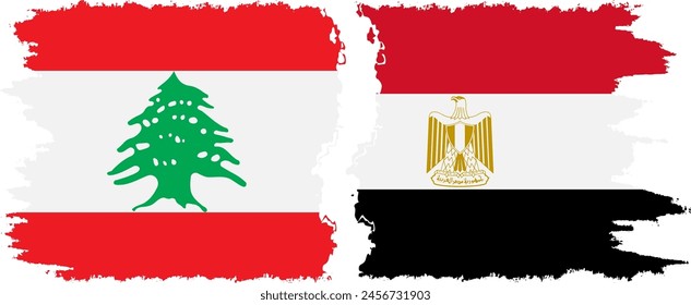 Egypt and Lebanon grunge flags connection, vector