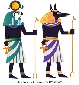 diseño de un concepto de ilustración del vector humano y animal legendario de egipto