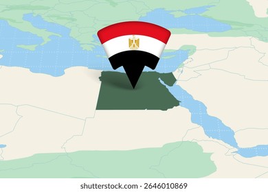Egypt Location Highlighted on African Map with Flag Icon. Detailed Vector Design.