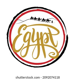 Egypt logo, handwritten lettering, lettering, caravan country symbol, stylish lettering invitation to travel