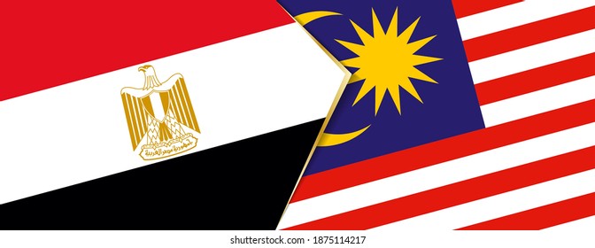 Egypt and Malaysia flags, two vector flags symbol of relationship or confrontation.