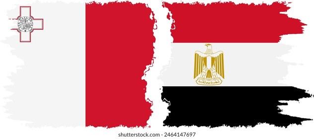 Egypt and Malta grunge flags connection, vector