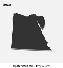 Egypt map 3d silhouette. Vector illustration.