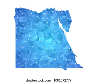 Egypt Map - Abstract geometric rumpled triangular low poly style gradient graphic on white background , line dots polygonal design for your . Vector illustration eps 10.