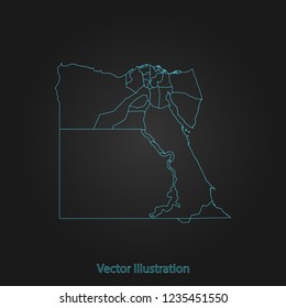 Egypt map - Abstract mash line and point scales on dark background with Egypt. flat design style, clean and modern. Vector Illustration eps10