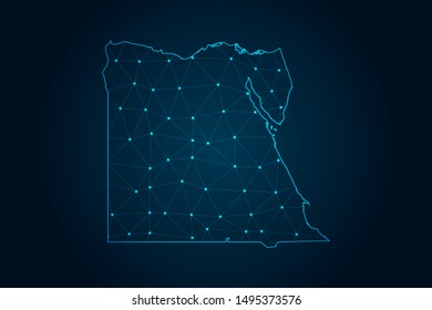 Egypt map with Abstract mash line and point scales on Dark background . design polygon sphere . Wire frame 3D mesh polygonal network line . Vector illustration eps 10.