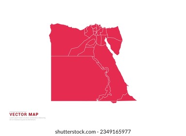 Mapa de Egipto - estilo abstracto rojo aislado en fondo blanco para infografía, vector de diseño.