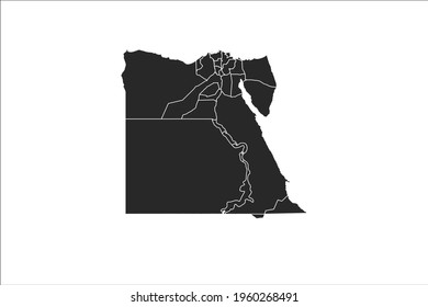 Egypt Map black Color on White Backgound