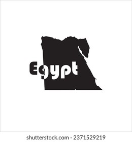 Mapa de Egipto y diseño de letras negras sobre fondo blanco