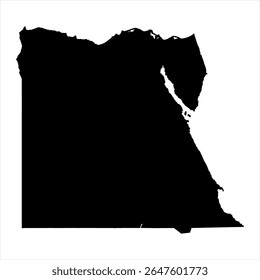 Egypt Map - black World Map International vector template with High detailed isolated on white background - Vector