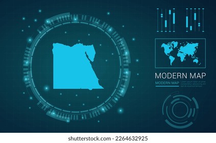 Egypt map of blue digital frame Futuristic Sci Fi Modern User vector HUD, GUI, UI interface.