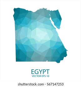 Egypt map - blue geometric rumpled triangular low poly style gradient graphic background , polygonal design for your . Vector illustration eps 10.