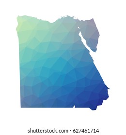 Egypt map - blue geometric rumpled triangular low poly style gradient graphic background , polygonal design for your . Vector illustration eps 10.