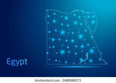 Mapa de Egipto - concepto de tecnología de la comunicación, gráfico de bajo poli.