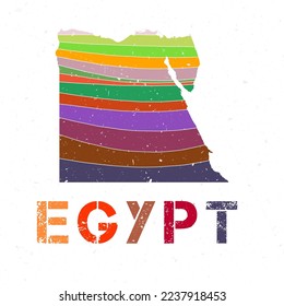 Egypt map design. Shape of the country with beautiful geometric waves and grunge texture. Captivating vector illustration.