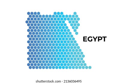 Egypt map digital hexagon shape on white background vector illustration 