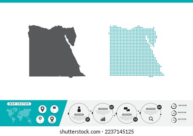 Mapa egipcio de puntos grises y verdes para presentación. Establece el concepto creativo de un par de píxeles para infografía.