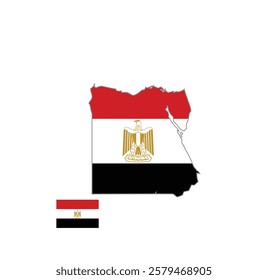  Egypt Map with Flag Below on Right Side. Map of Egypt with the National Flag Positioned Below on the Right, Representing Egypt Unity and Identity.