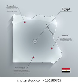 Egypt map flag glass card paper 3D vector