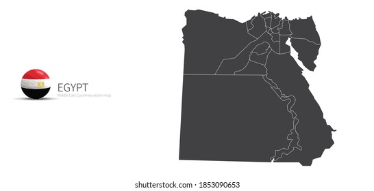 Egypt Map and Flag Icon
Map of Middle East countries.