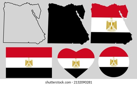 egypt map flag icon set