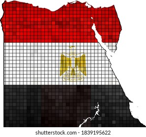 Mapa de Egipto con bandera dentro - Ilustración,
vector de mosaico de grunge abstracto