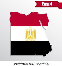 Mapa de Egipto con bandera dentro y cinta