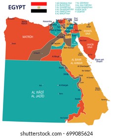 Mapa y bandera de Egipto - ilustración vectorial