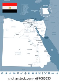 Egypt map and flag - vector illustration