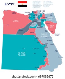 Egypt map and flag - vector illustration