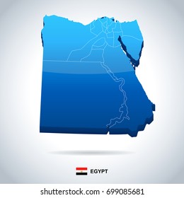Egypt map and flag - vector illustration