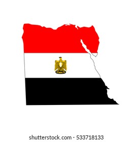 Egypt map and flag in white background