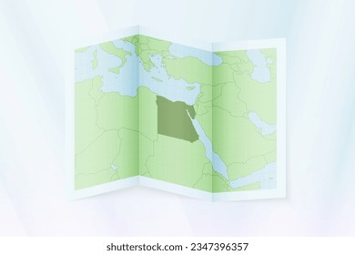 Egypt map, folded paper with Egypt map. Vector illustration.
