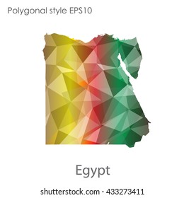 Egypt map in geometric polygonal style.Abstract gems triangle,modern design background.