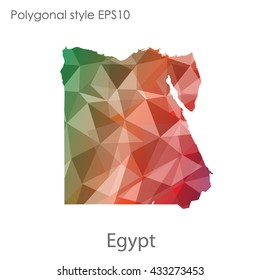 Egypt map in geometric polygonal style.Abstract gems triangle,modern design background.