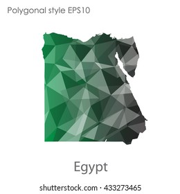 Egypt map in geometric polygonal style.Abstract gems triangle,modern design background.